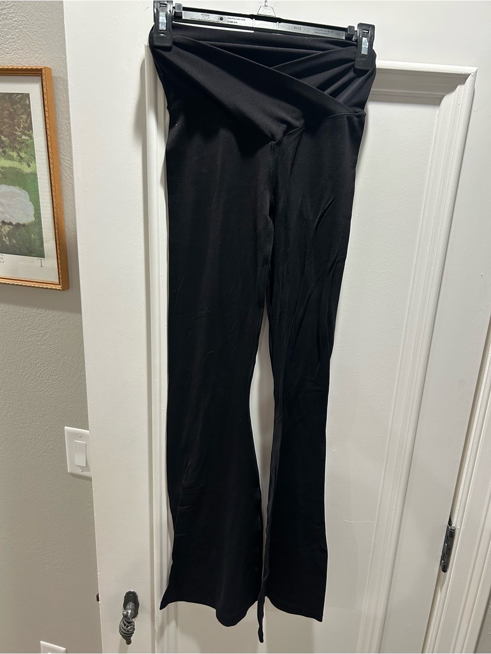aerie Black Fold-Over High-Waist Bootcut Yoga Pants